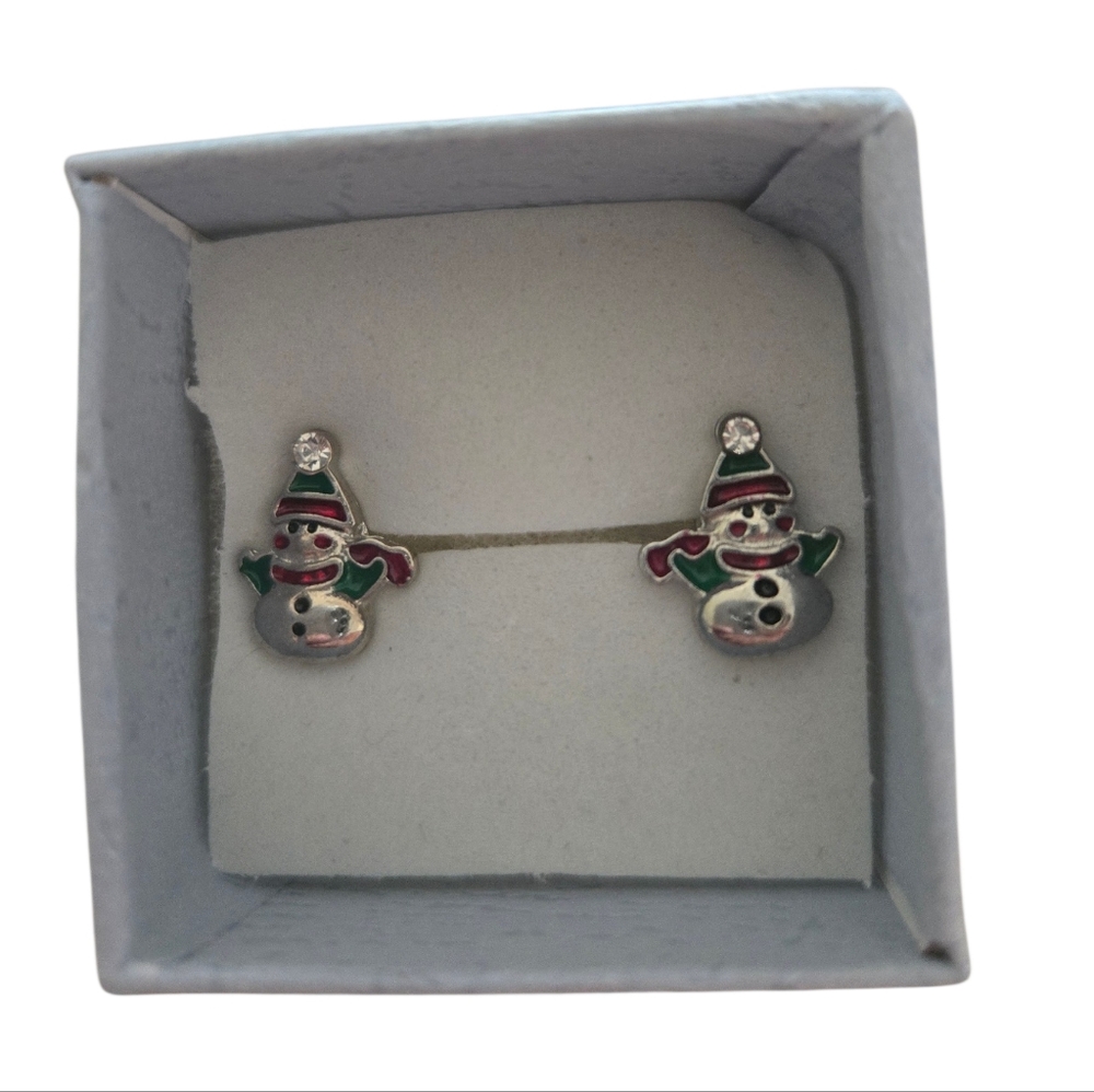 Silver Snowman Earrings‎